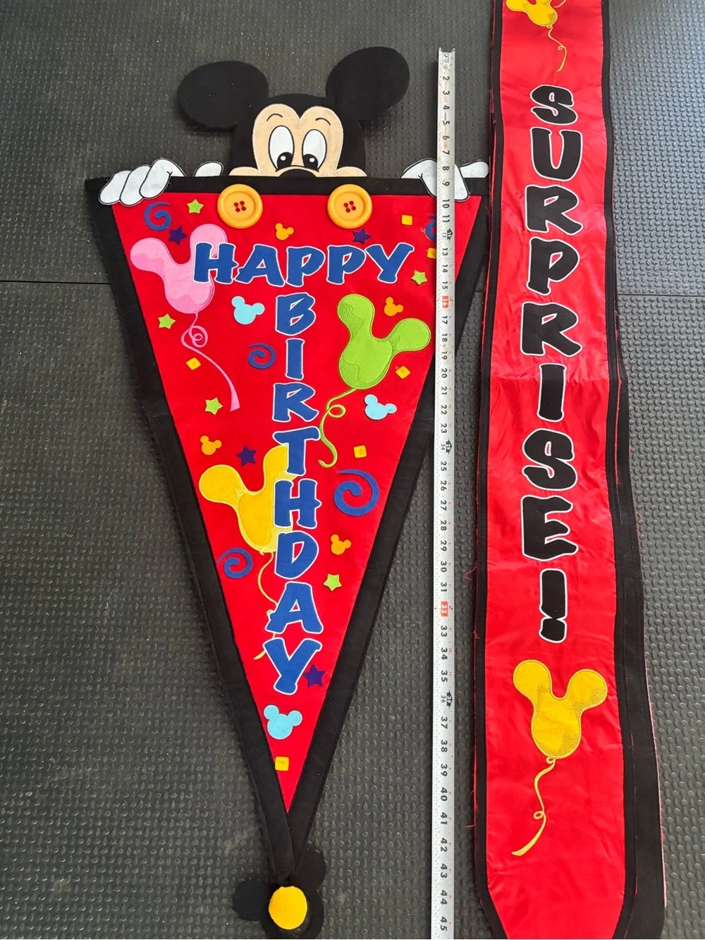 Disney Mickey Mouse Red Happy Birthday Pennant Banner with Multicolor Accents